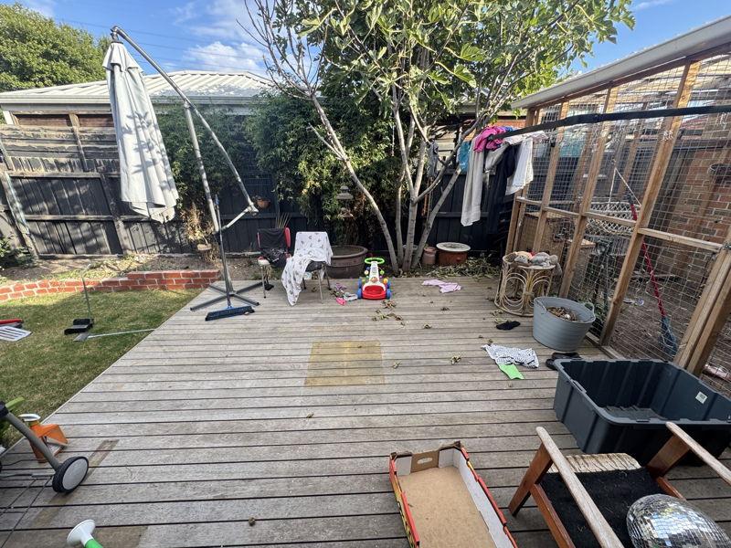 Backyard before deck construction